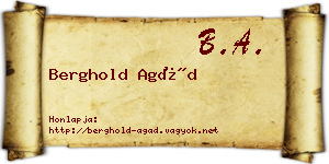 Berghold Agád névjegykártya